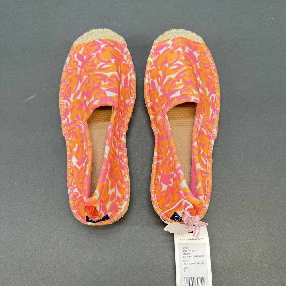 SeaStar Women's Beach  Espadrille Vineyard Vines Print Summer Shoes Size 5 New - Picture 8 of 12